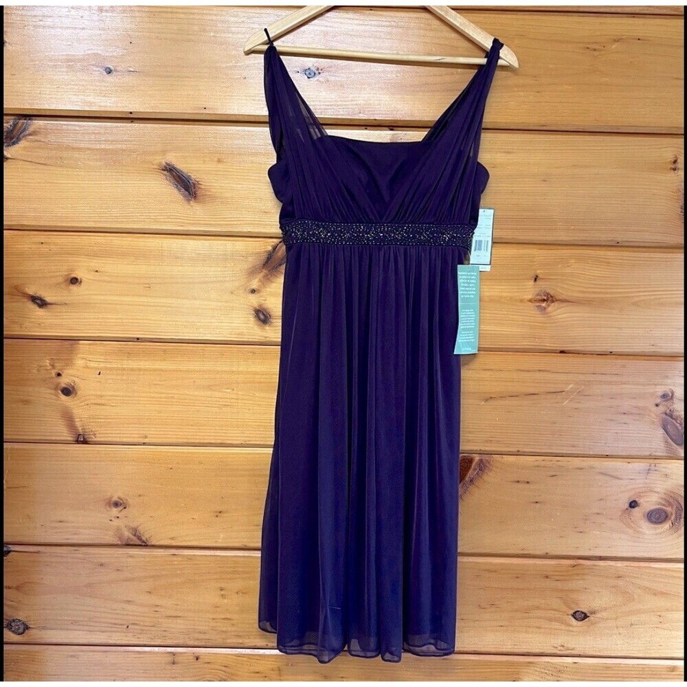NWT Jessica Howard Evenings Dress Wine Plum Chiffon Beaded Purple Women's Size 4